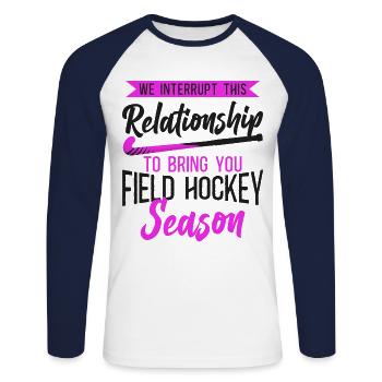 Field Hockey Boyfriend We - Unisex Baseballshirt langarm - Weiß/Navy - Vorne - Nik (191cm)