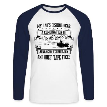 Pêche Papa Papa Pêcheur Childern Drôle Poisson Alors - T-shirt baseball manches longues Homme - blanc/marine - Devant - Nik (191cm)
