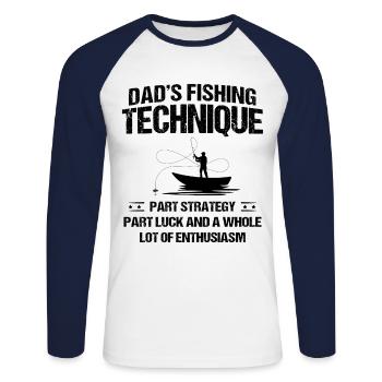 Pêche Papa Papa Pêcheur Childern Drôle Poisson Alors - T-shirt baseball manches longues Homme - blanc/marine - Devant - Nik (191cm)