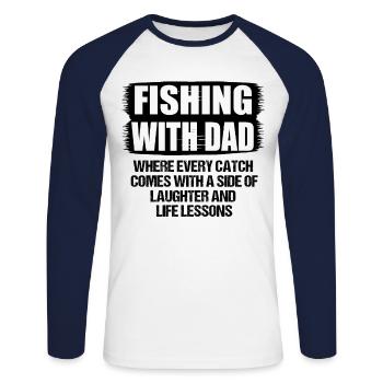Pêche Papa Papa Pêcheur Childern Drôle Poisson Alors - T-shirt baseball manches longues Homme - blanc/marine - Devant - Nik (191cm)