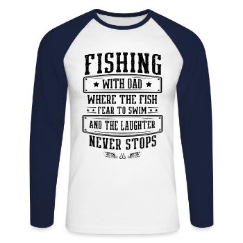 Pêche Papa Papa Pêcheur Childern Drôle Poisson Alors - T-shirt baseball manches longues Homme - blanc/marine - Devant - Nik (191cm)