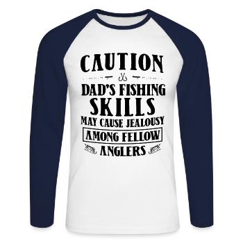 Pêche Papa Papa Pêcheur Childern Drôle Poisson Alors - T-shirt baseball manches longues Homme - blanc/marine - Devant - Nik (191cm)