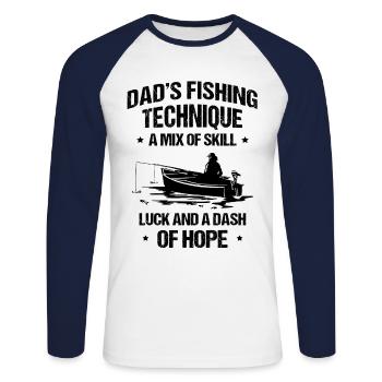Pêche Papa Papa Pêcheur Childern Drôle Poisson Alors - T-shirt baseball manches longues Homme - blanc/marine - Devant - Nik (191cm)