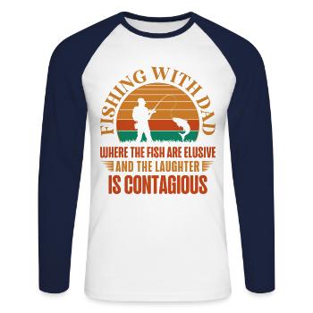 Pêche Papa Papa Pêcheur Childern Drôle Poisson Alors - T-shirt baseball manches longues Homme - blanc/marine - Devant - Nik (191cm)