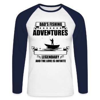 Pêche Papa Papa Pêcheur Childern Drôle Poisson Alors - T-shirt baseball manches longues Homme - blanc/marine - Devant - Nik (191cm)