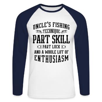 Pêche Oncle Pêcheur Oncles Drôle Poisson Parfait - T-shirt baseball manches longues Homme - blanc/marine - Devant - Nik (191cm)