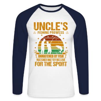 Pêche Oncle Pêcheur Oncles Drôle Poisson Parfait - T-shirt baseball manches longues Homme - blanc/marine - Devant - Nik (191cm)
