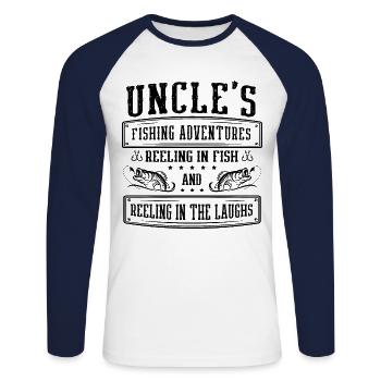 Fishing Uncle Fisherman Uncles Funny Fish Perfect - Unisex Long Sleeve Baseball T-Shirt - white/navy - Front - Nik (191cm)
