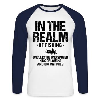 Pêche Oncle Pêcheur Oncles Drôle Poisson Parfait - T-shirt baseball manches longues Homme - blanc/marine - Devant - Nik (191cm)