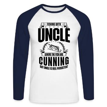 Angeln Onkel Fischer Onkel Lustiger Fisch Perfekt - Unisex Baseballshirt langarm - Weiß/Navy - Vorne - Nik (191cm)