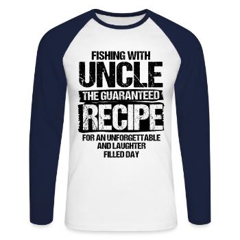 Pêche Oncle Pêcheur Oncles Drôle Poisson Parfait - T-shirt baseball manches longues Homme - blanc/marine - Devant - Nik (191cm)