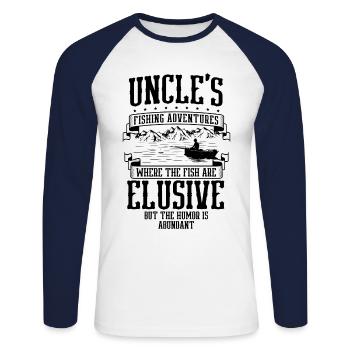 Angeln Onkel Fischer Onkel Lustiger Fisch Perfekt - Unisex Baseballshirt langarm - Weiß/Navy - Vorne - Nik (191cm)