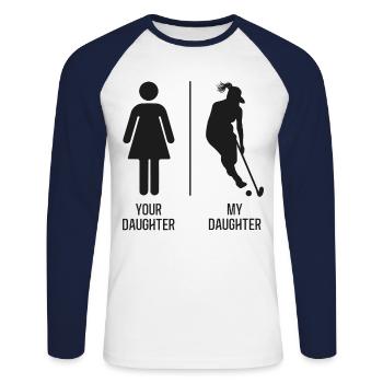 Hockey sur gazon Votre fille Mon - T-shirt baseball manches longues Homme - blanc/marine - Devant - Nik (191cm)