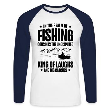 Pêche Cousin Pêcheur Cousins Drôle Poisson Perfec - T-shirt baseball manches longues Homme - blanc/marine - Devant - Nik (191cm)