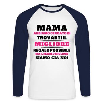 Donna Mamma Migliore Del Mondo Figlio Figlia Festa - Unisex Baseballshirt langarm - Weiß/Navy - Vorne - Nik (191cm)