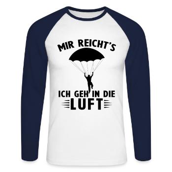 Mir reichts ich geh in die luft - Unisex Baseballshirt langarm - Weiß/Navy - Vorne - Nik (191cm)