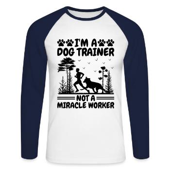 Dresseur de chiens Formation de chiens Chiens Soins pour animaux de compagnie Pr - T-shirt baseball manches longues Homme - blanc/marine - Devant - Nik (191cm)