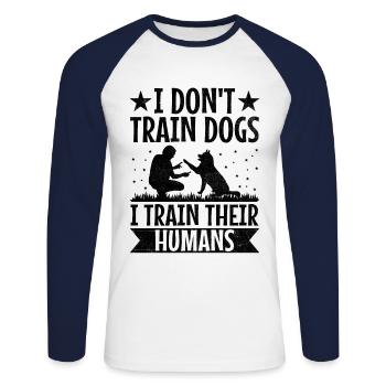 Dresseur de chiens Formation de chiens Chiens Soins pour animaux de compagnie Pr - T-shirt baseball manches longues Homme - blanc/marine - Devant - Nik (191cm)