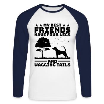 Dresseur de chiens Formation de chiens Chiens Soins pour animaux de compagnie Pr - T-shirt baseball manches longues Homme - blanc/marine - Devant - Nik (191cm)
