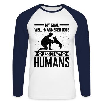 Dog Trainer Dog Training Training Dogs Pet Care Pr - Unisex Long Sleeve Baseball T-Shirt - white/navy - Front - Nik (191cm)