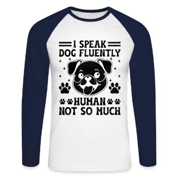 Dresseur de chiens Dressage de chiens Dressage de chiens Soins aux animaux de compagnie Pr - T-shirt baseball manches longues Homme - blanc/marine - Devant - Nik (191cm)