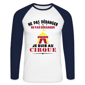 Je Suis Au Cirque Humour Acrobate Cadeau Cirque - T-shirt baseball manches longues Homme - blanc/marine - Devant - Nik (191cm)