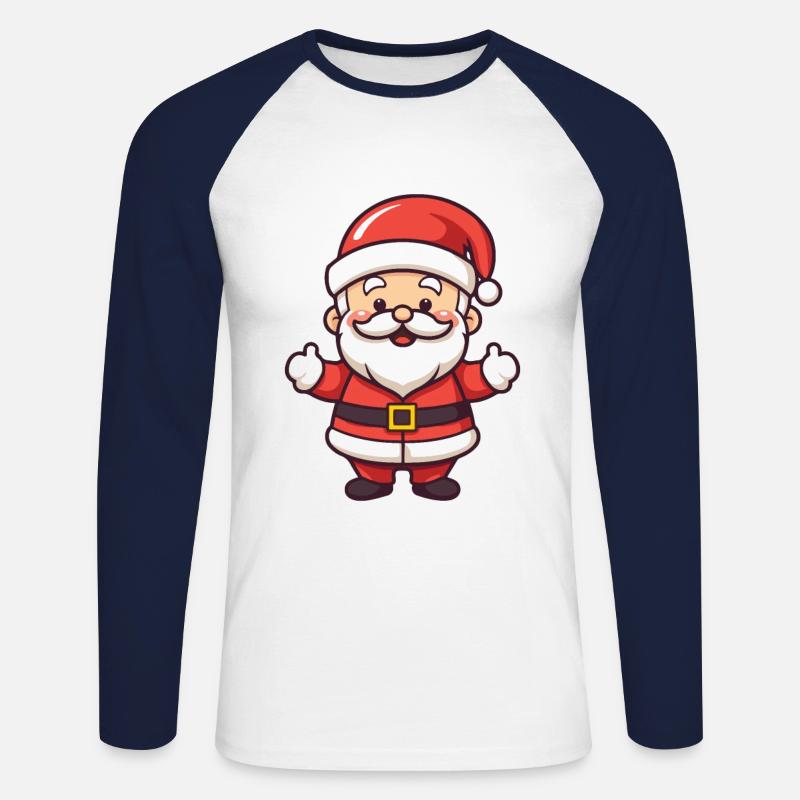 Weihnachtsmann Comic Weihnachten - Unisex Baseballshirt langarm - Weiß/Navy