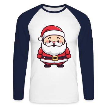 Weihnachtsmann Lustig Comic Weihnachten - Unisex Baseballshirt langarm - Weiß/Navy - Vorne - Nik (191cm)