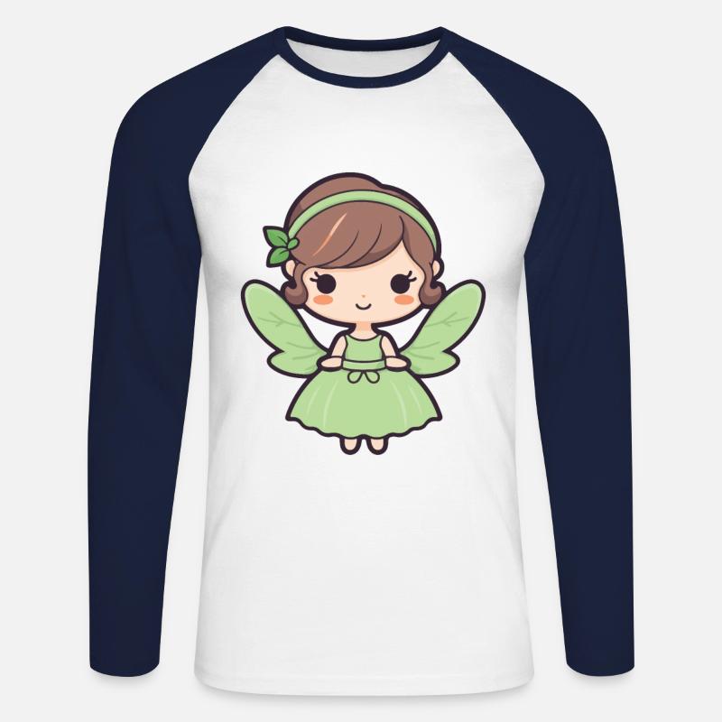 Fee Comic Niedlich - Unisex Baseballshirt langarm - Weiß/Navy