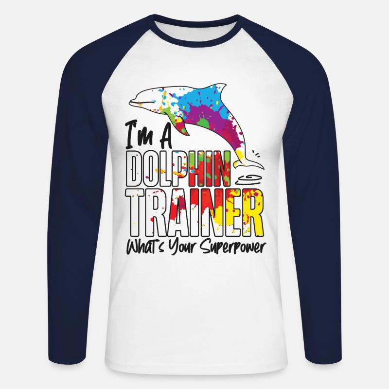 Dolphin I'm A Dolphin Trainer - Unisex Baseballshirt langarm - Weiß/Navy