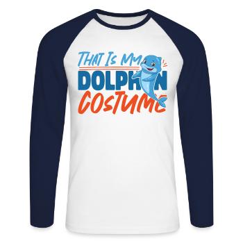 Dolphin Halloween That Is My - Unisex Long Sleeve Baseball T-Shirt - white/navy - Front - Nik (191cm)