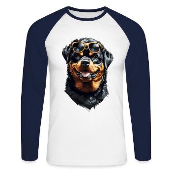 Cool Rottweiler ami chiens de compagnie Design - T-shirt baseball manches longues Homme - blanc/marine - Devant - Nik (191cm)