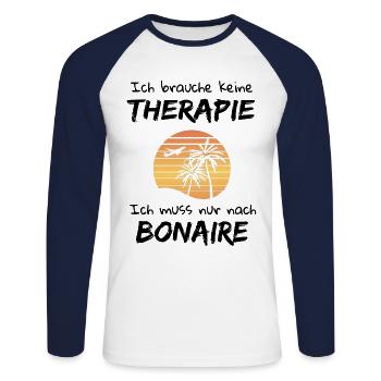Bonaire Antillen Karibik Insel Urlaub - Unisex Baseballshirt langarm - Weiß/Navy - Vorne - Nik (191cm)