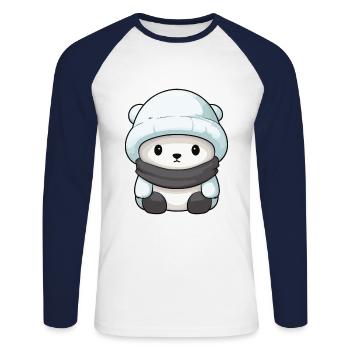 Polar Bear Winter Polar Bear Animal Comic - Unisex Long Sleeve Baseball T-Shirt - white/navy - Front - Nik (191cm)