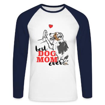 Meilleure maman de berger australien au monde - T-shirt baseball manches longues Homme - blanc/marine - Devant - Nik (191cm)