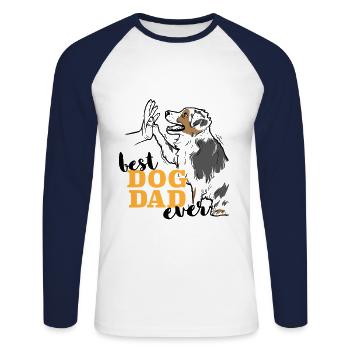 Le meilleur papa de berger australien au monde - T-shirt baseball manches longues Homme - blanc/marine - Devant - Nik (191cm)
