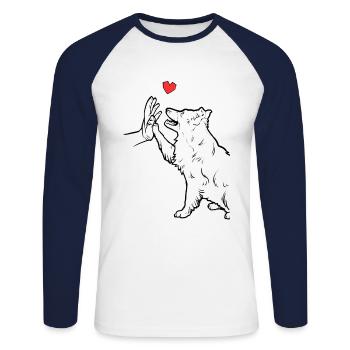 Border Collie Niedlich Border Collie Liebe Border - Unisex Baseballshirt langarm - Weiß/Navy - Vorne - Nik (191cm)