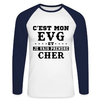 C'est Mon EVG Et Je Vais Prendre Cher, Futur Marié - T-shirt baseball manches longues Homme - blanc/marine - Devant - Nik (191cm)