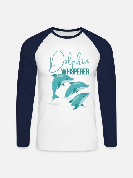 Dolphin Dolphin Whisperer - Unisex Baseballshirt langarm - Weiß/Navy