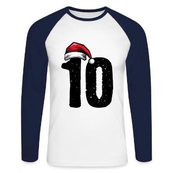 10 Numéro de Noël - T-shirt baseball manches longues Homme - blanc/marine - Devant - Nik (191cm)