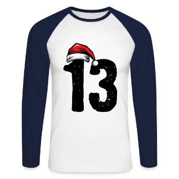 13 Zahl Weihnachten - Unisex Baseballshirt langarm - Weiß/Navy - Vorne - Nik (191cm)