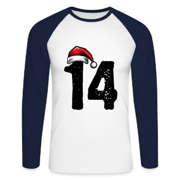 14 Zahl Weihnachten - Unisex Baseballshirt langarm - Weiß/Navy - Vorne - Nik (191cm)