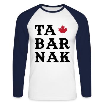 Tabarnak Je Me Barre Au Canada Feuille D'érable - T-shirt baseball manches longues Homme - blanc/marine - Devant - Nik (191cm)