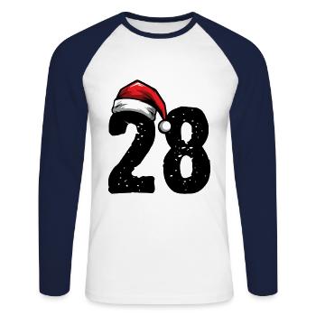 28 Zahl Weihnachten - Unisex Baseballshirt langarm - Weiß/Navy - Vorne - Nik (191cm)