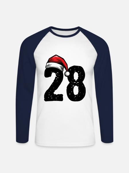 28 Numéro Noël - T-shirt baseball manches longues Homme - blanc/marine