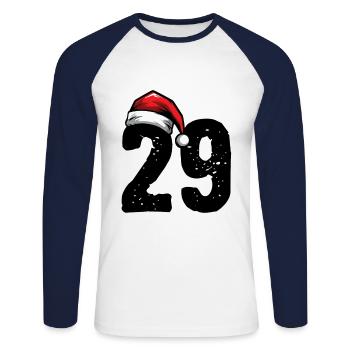 29 Zahl Weihnachten - Unisex Baseballshirt langarm - Weiß/Navy - Vorne - Nik (191cm)