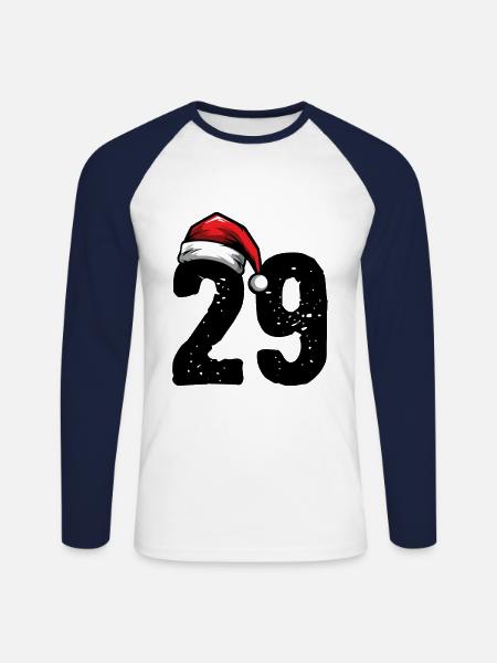 29 Numéro Noël - T-shirt baseball manches longues Homme - blanc/marine