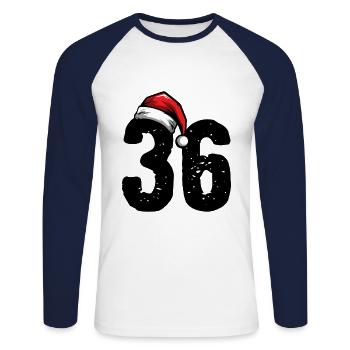 36 Number Christmas - Unisex Long Sleeve Baseball T-Shirt - white/navy - Front - Nik (191cm)