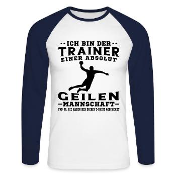 Mannschaft Handballspieler Beachhandball Ballsport - Unisex Baseballshirt langarm - Weiß/Navy - Vorne - Nik (191cm)