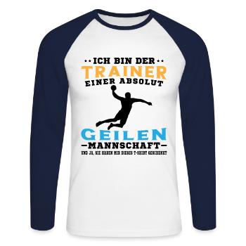 Mannschaft Handballspieler Beachhandball Ballsport - Unisex Baseballshirt langarm - Weiß/Navy - Vorne - Nik (191cm)